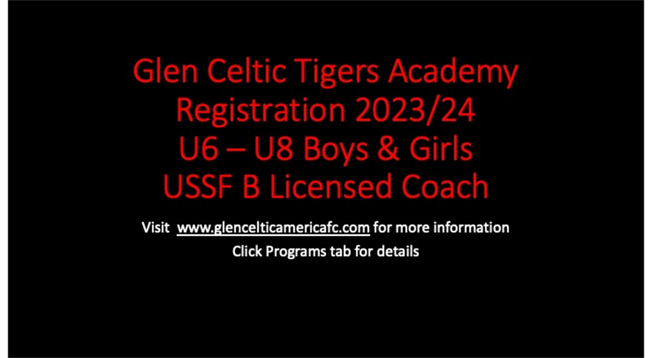 Glen Celtic Tigers Academy Registration 2022/23